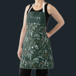 Green botanical elegant modern family gift apron<br><div class="desc">Sage green,  black,  brown green and grey elegant modern foliage eucalyptus watercolor botanical natural Christmas holiday gift personalised apron design. Simple,  clean elegant minimal design.</div>