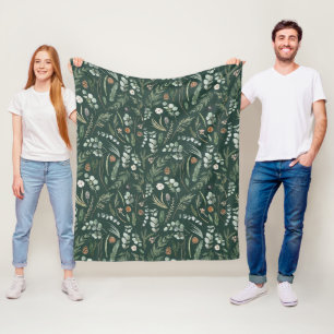 Green botanical elegant modern family gift fleece 