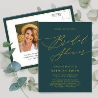 Green Botanical Elegant Script Bridal Shower
