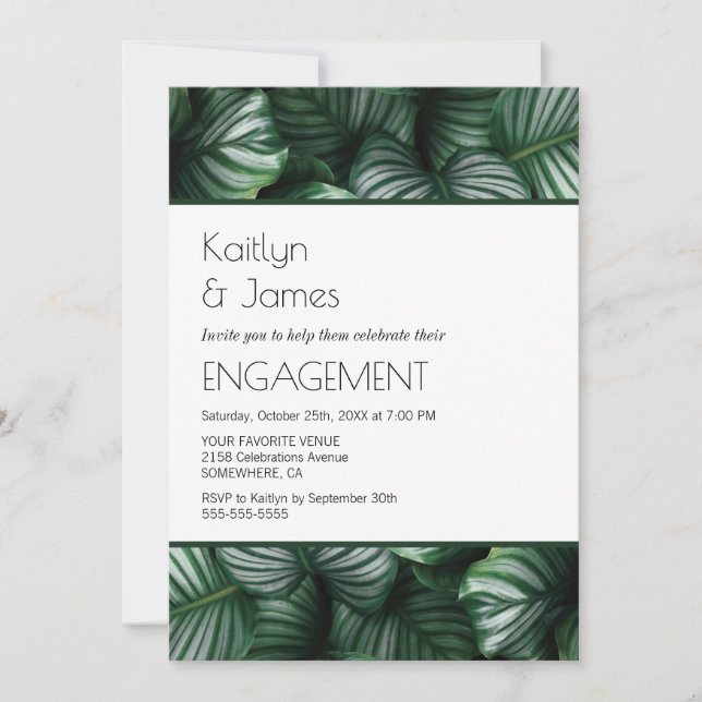 Green Botanical Engagement Party Invitation (Front)