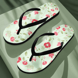 Green Botanical Floral Pattern Jandals