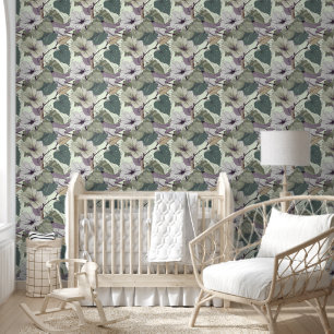 Green botanical floral wallpaper