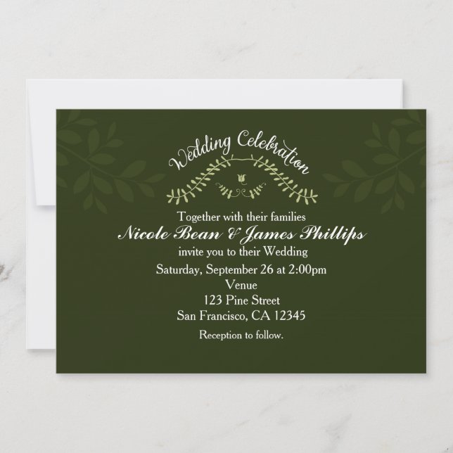 Green Botanical Forest Rustic Wedding Any Event Invitation (Front)