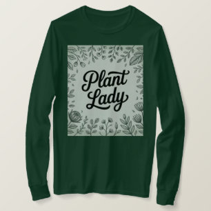 Green Botanical Frame Plant Lady T-Shirt 