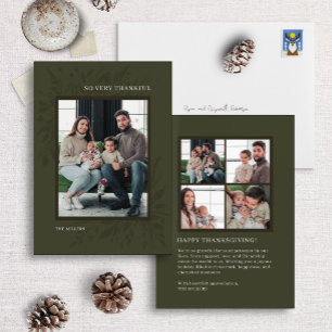 Green Botanical Frame Thanksgiving Photo Card