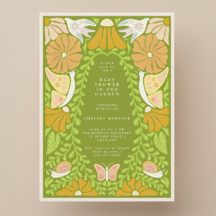 Green Botanical Garden Baby Shower Invitation