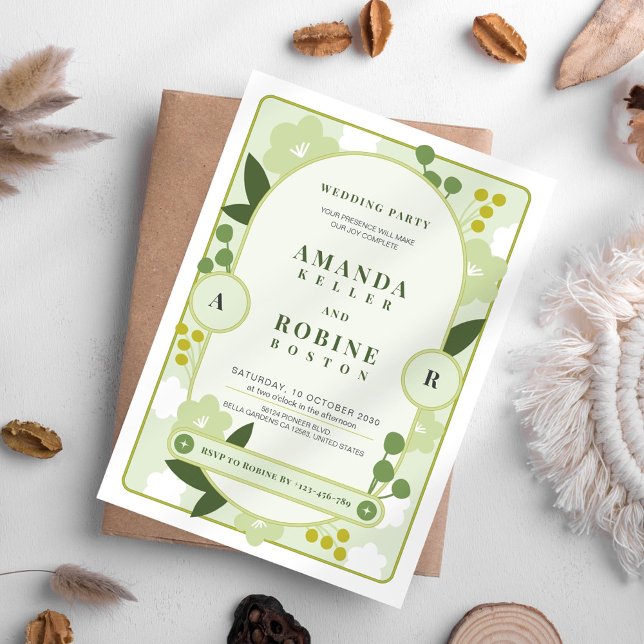 Green Botanical Garden Wedding Invitation (Creator Uploaded)