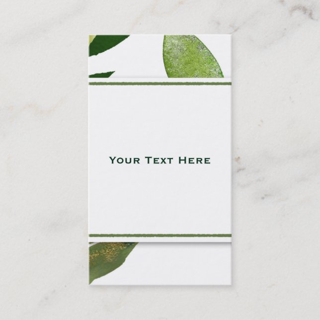 Green Botanical Glam Plant Leaves Elegant Chic Business Card (Front)