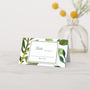 Green Botanical Glam Plant Leaves Table Seating Place Card
