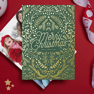 Green Botanical & Gold Merry Christmas