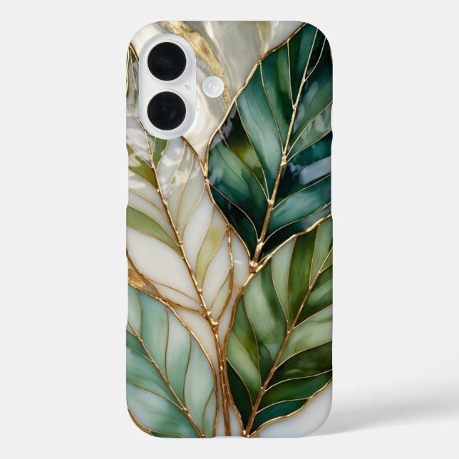 Green Botanical iPhone Case Luxury Leaf Design (Back)