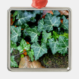 Green botanical Ivy and field stone Metal Tree Decoration