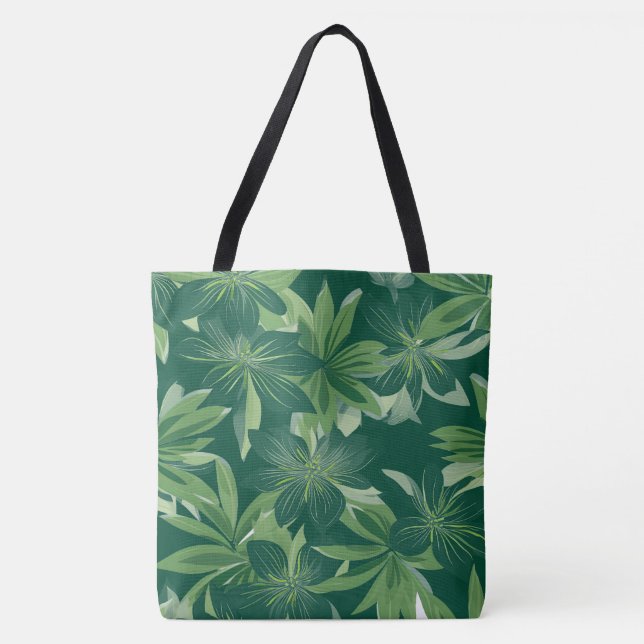 Green Botanical Leaf All-Over-Print Tote Bag (Front)