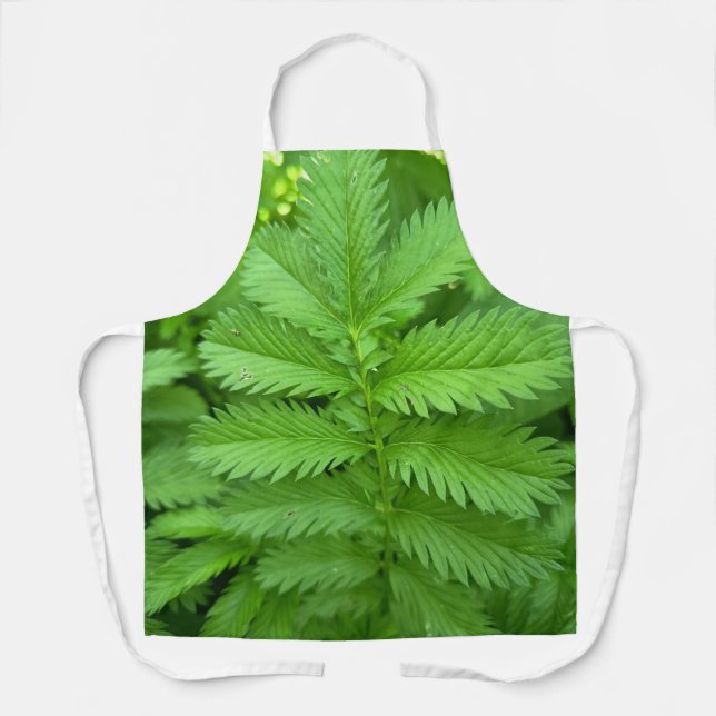 Green Botanical Leaf Pattern Apron (Front)