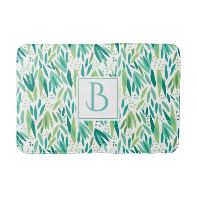 Green Botanical Leafs Seamless Pattern Bath Mat (Front)