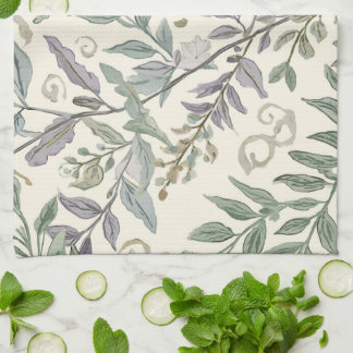 Green Botanical leaves and foliage Tea Towel