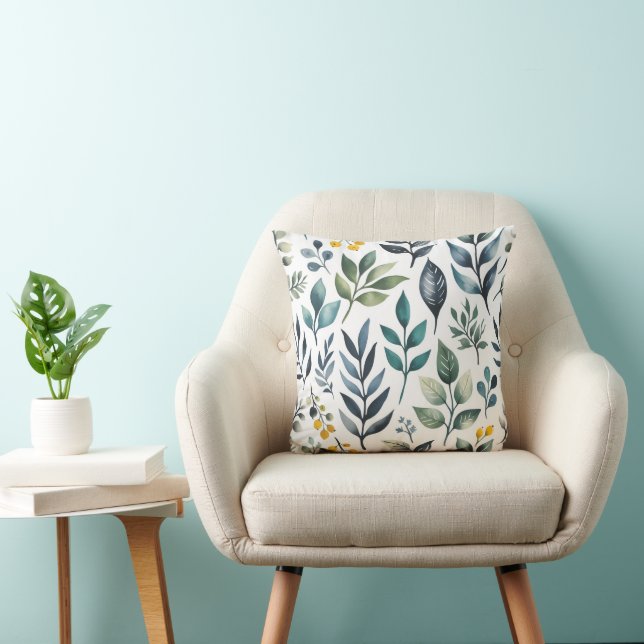 Green Botanical Leaves Cushion (Chair)