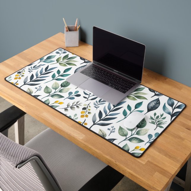 Green Botanical Leaves Desk Mat (Office 2)