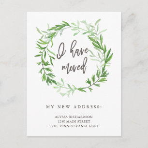 Green Botanical Leaves Moving Announcement Postcard