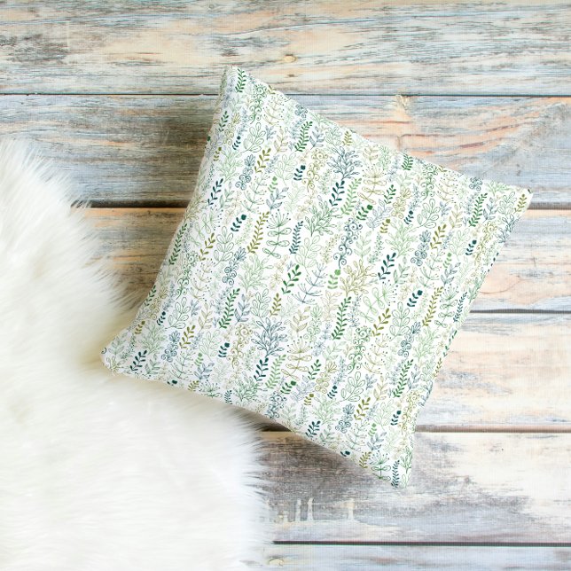 Green Botanical Leaves Pattern  Cushion (Creator Uploaded)