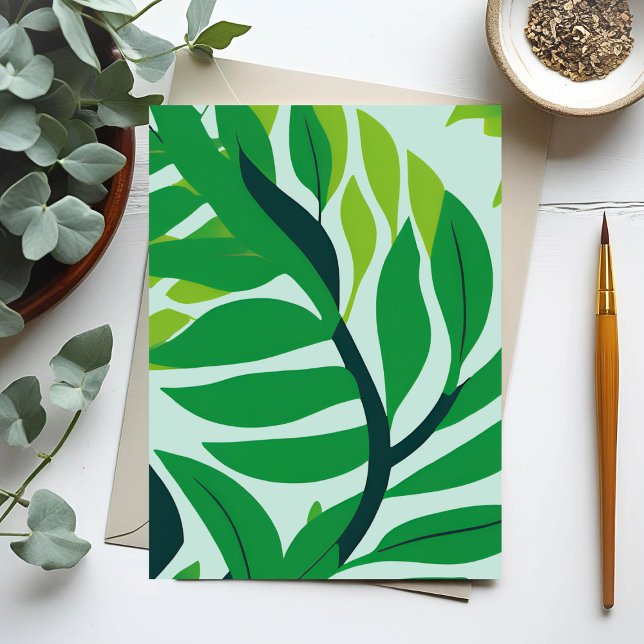 Green Botanical Leaves Watercolor Postcard (Creator Uploaded)