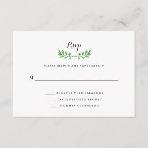Green Botanical Leaves Wedding Response