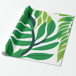 Green Botanical Leaves Wrapping Paper