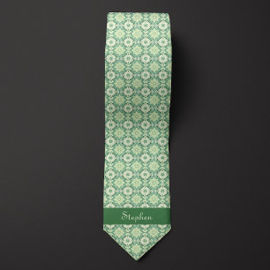 Green Botanical Monogram Tie
