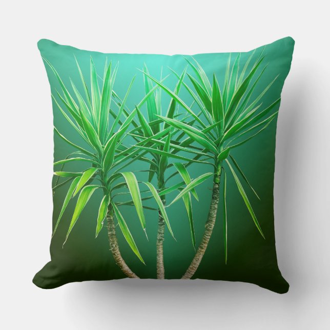  Green Botanical Palm Tree Cushion (Front)