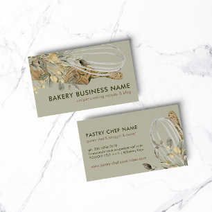 Green Botanical Stylish Chef Catering Cake Maker Business Card