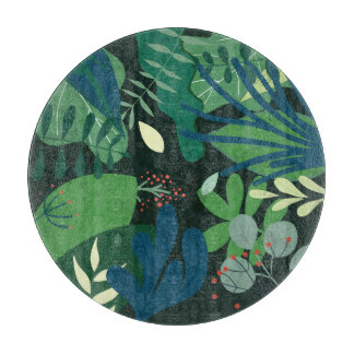 Green Botanical: Tropical Leaves Illustration Cutting Board
