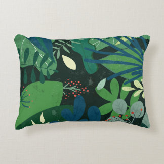 Green Botanical: Tropical Leaves Illustration Decorative Cushion