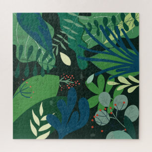 Green Botanical: Tropical Leaves Illustration Jigsaw Puzzle