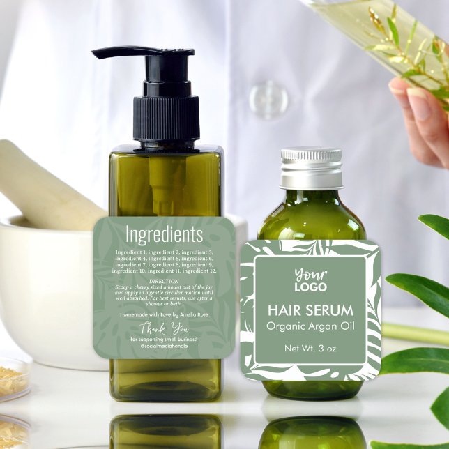 Green Botanical Tropical Leaves Ingredients Label (Green Botanical Tropical Leaves Ingredients Label)