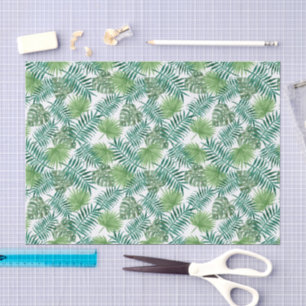 Green Botanical Tropical Palm Leaves Pattern Tissue Paper