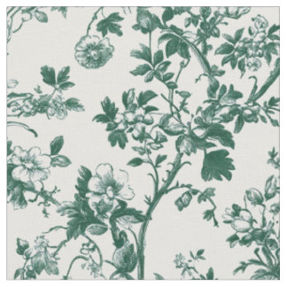 Green Botanical Vine Toile Fabric