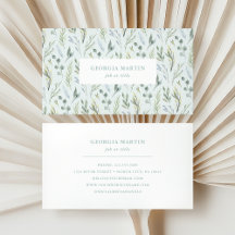Green Botanical Watercolor Floral Business Card