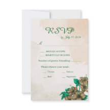 Green Botanical Wedding RSVP Card