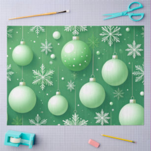 Green Boughs and Snowflakes Tissue Paper