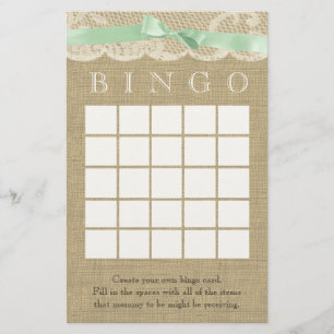 Green Bow and Vintage Lace Shower Bingo