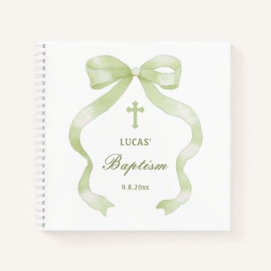 Green Bow Baptism Guest Book
