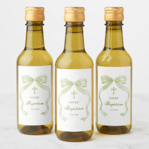 Green Bow Baptism Wine Label