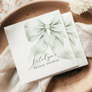 Green Bow Bridal Shower Napkin