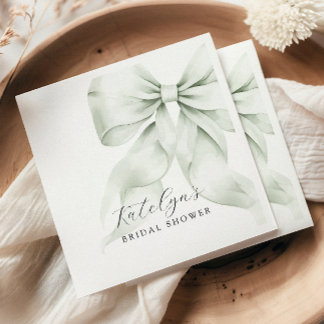 Green Bow Bridal Shower Napkin