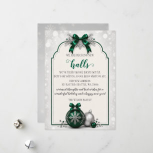 Green Bow Christmas Decking The New Halls Moving Holiday Card