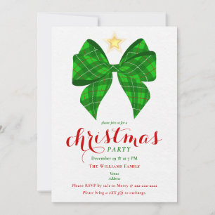Green Bow Christmas Friendsmas Xmas Work Cocktail Invitation