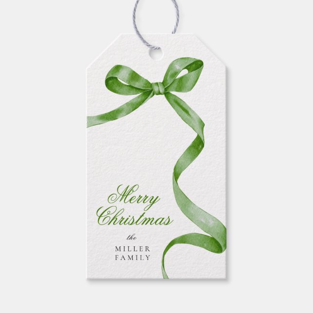 Green Bow Christmas Gift Tag (Front)