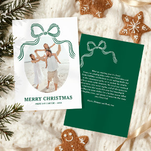 Green Bow Christmas Photo Holiday Card