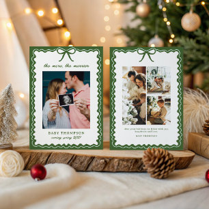Green Bow Christmas Photo Pregnancy Announcement
