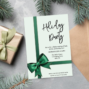 Green Bow Holiday Christmas Invitation